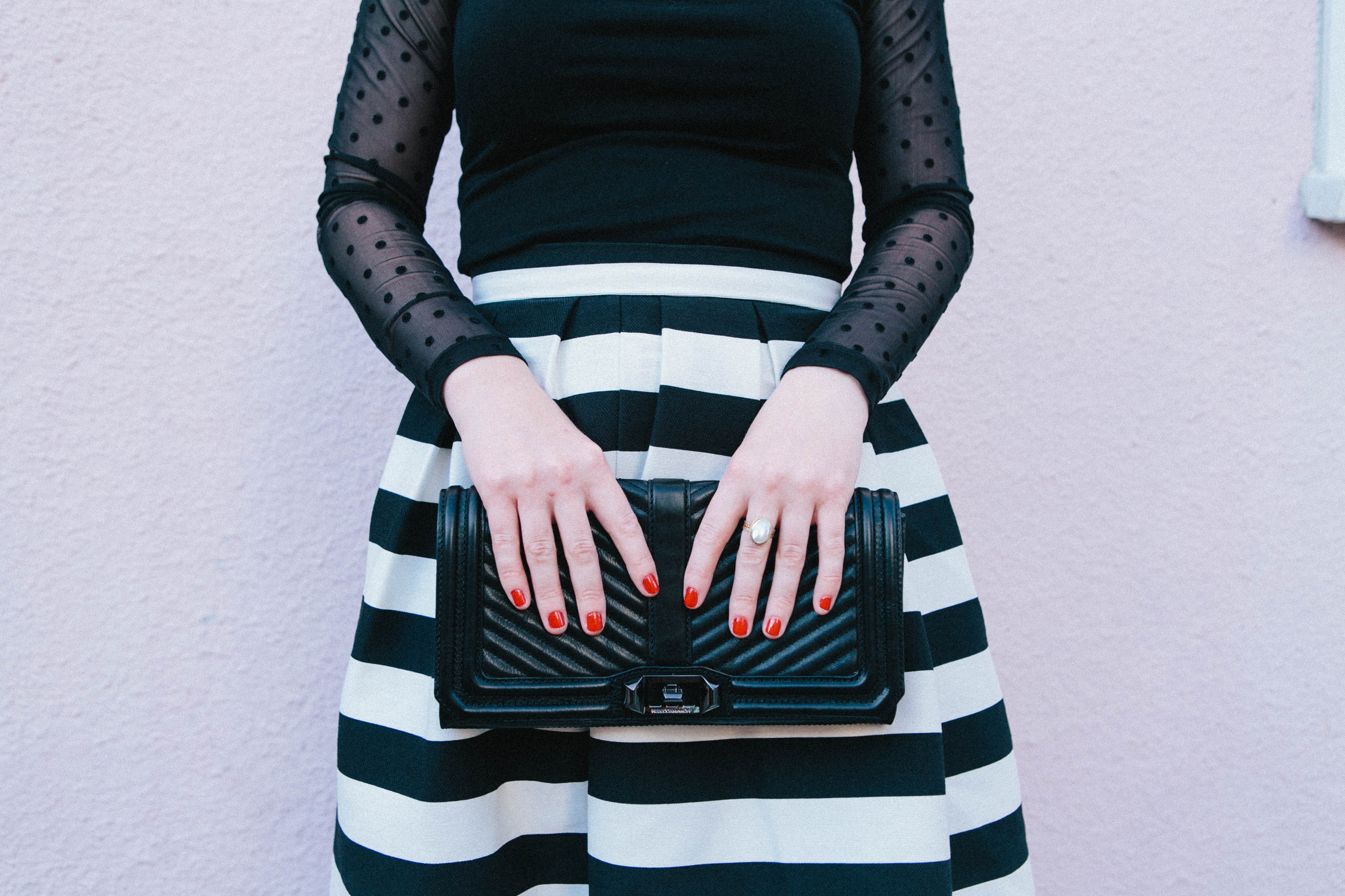 Outfit // Striped Topshop Skirt with Dotted ASOS Pumps