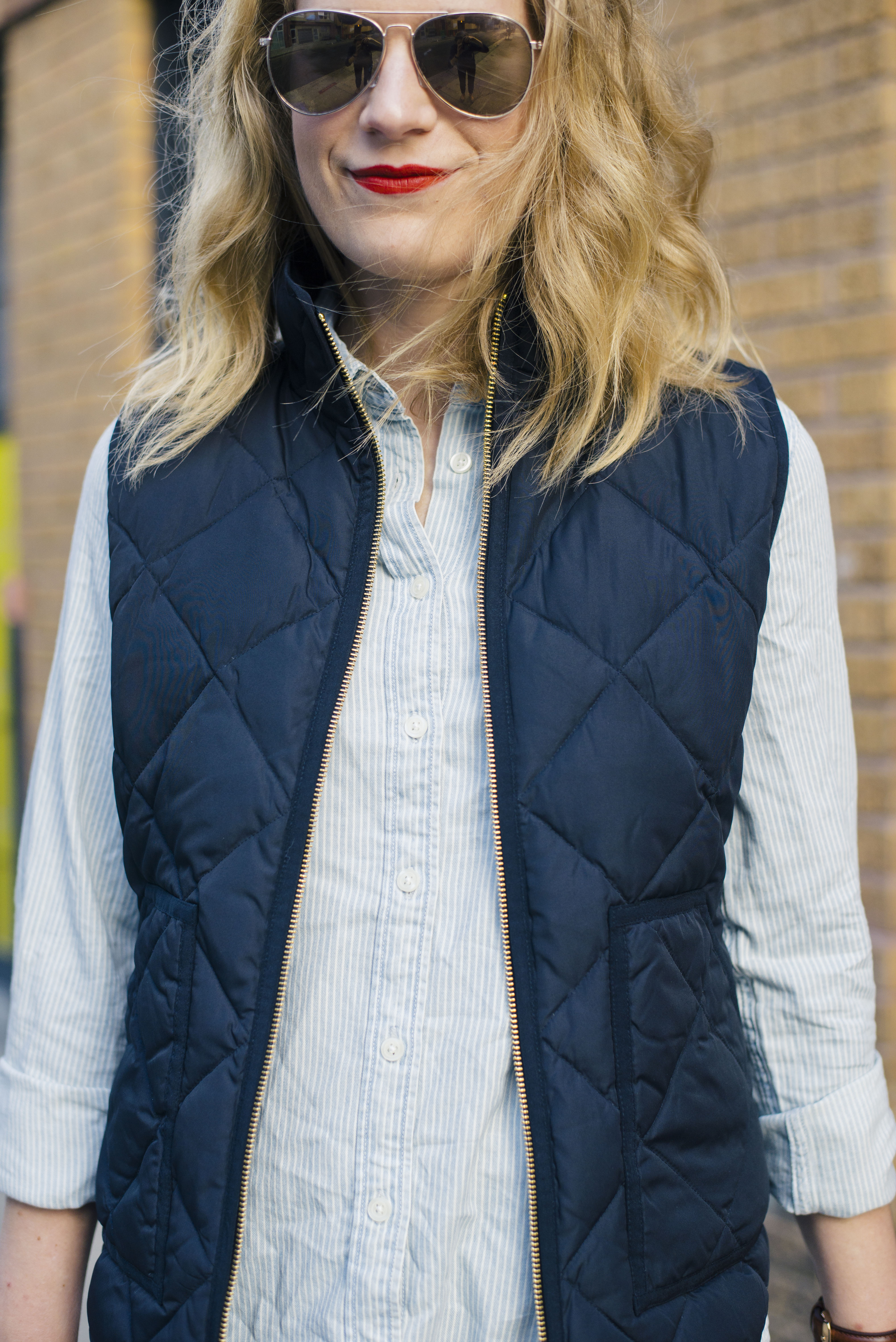 Quilted J. Crew Vest with Chambray.